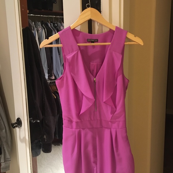 Express Ruffled Zip Front Romper - Picture 2 of 7